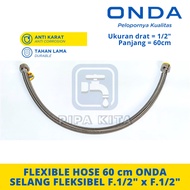 Flexible Hose 60 Cm 1/ 2 Inch ONDA Stainless Steel Toilet Sink Faucet Hose