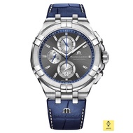 MAURICE LACROIX AI1018-SS001-333-1 / Men's Analog Watch / Aikon Chronograph 44mm / Quartz / Leather Strap / Blue