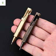 LUOLVTH Brass Pen, Portable Retractable Pocket Ballpoint Pen, Mini Signature Pen