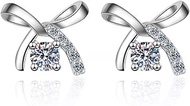 bow earrings 0.5ct moissanite diamond stud earrings bowknot earring for women birthday gift