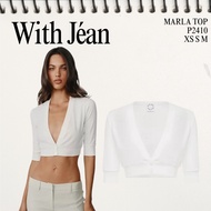 With Jéan Marla White Bolero Sweater Jacket Crop Top