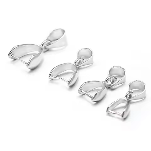 925 Sterling Silver Pinch Bail Clasp for DIY Jewelry Making Pendant Buckle Pinch Clip Clasp for Neck