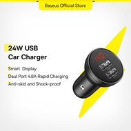 Baseus 24W 4.8A Dual USB Metal Car Charger LED Display fast Charging For iphone Samsung XiaoMi HuaWe