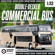 Miniature Diecast Bus Double Decker 1:32 - Miniature Bus Display Lights and Sounds Made of Metal All