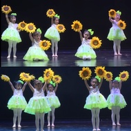 /Fluffy 18 Gauze Skirt Green rr07 Sunflower Cute Little Girl Dance Costume Sequin Kindergarten Perfo
