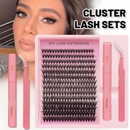 14 Rows Cluster Lashes Set With Tweezers DIY Lash Extension 10-16 mm Individual Lashes Set