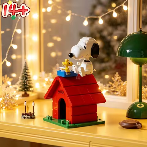 964pcs Peanuts Snoopy Doghouse Classic Vintage Building Blocks Collectible Display Model Ornament De