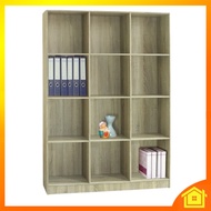 [OneHome] Shelf Cabinet Cupboard 12 Compartment Wood Rack File Door Book Rak Kabinet Fail Buku Almari Kayu 4 Tingkat