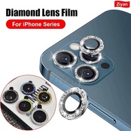 Bling Diamond Camera Lens Protector For iPhone 14 Plus 14 13 12 Pro Max Metal Ring Lens Tempered Glass Film For iPhone 11 Pro Max 12mini Cover