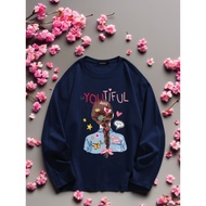 mybhaju be youtiful cute young lady print t-shirt lengan panjang wanita prempuan longsleeve woman la