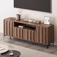 JIAOCKJIAO Wooden Tv Stand, Tall TV Cabinet, Brown Entertainment Center, Media-Console Table with Do