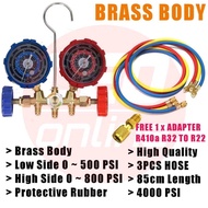 CEO 🇲🇾 [ FREE ADAPTER ] Manifold Gauge R32 R410a R22 R134a GAS METER Set Air Cond Refrigerant Air Co