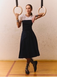 [Pomelo] กระโปรงจับจีบผูกเชือก / Bow Tie Pleated Skirt