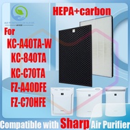 🔥Original and Authentic🔥Replacement Compatible with sharp KC-A40TA-W、KC-840TA、KC-C70TA、FZ-A40HFE、FZ-A40DFE、FZ-C70HFE Filter Air Purifier Accessories True Original HEPA&amp;Active Carbon High-Efficiency H13 Antibacteria Virus