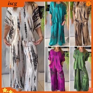 Women Two Piece Set Polyester Summer Set Plus Size Summer Two Piece Set for Women Casual Crew Neck T