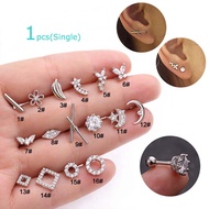 1pcs Zircon Stainless Steel Ear Helix Cartilage Earring Stud Body Piercing