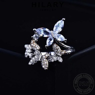 HILARY JEWELRY 925 Diamond Cincin Ring Perak 純銀戒指 For Perempuan Adjustable Silver Accessories Moissanite Women Korean Original Butterfly Sterling Creative R1892