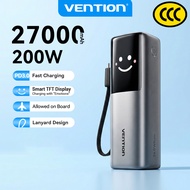 【CCC Certification】Vention CCC Powerbank 27000mAh 200W  With Cable Power Bank PD Fast Charge Smart T