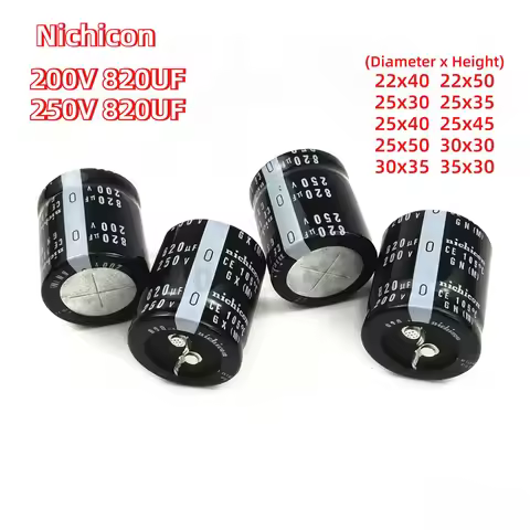 2PCS 250V820UF 200V Aluminum Electrolytic capacitor 820UF 22x40 22x50 25x30 25x35 25x40 25x45 25x50 