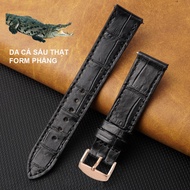 (Black-Slim Form) High quality REAL CROCODILE leather watch strap with clasp in many Sizes 10 12 13 