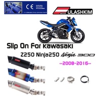 Slip On For Kawasaki Z250 2008-2015 Ninja 300 2013-2016 Ninja 250R 2008-2016 Motorcycle Exhaust Muffler Full System midd