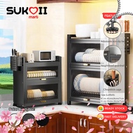 SKOI 45cm/55cm 2 Layer Dish Drying Kitchen Rack with Drain Tray Utensil Organizer Rak Pinggan Dengan