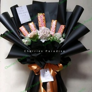 Buket/Bucket/ Hand Bouquet Coklat Silverqueen + Bunga Artificial Murah