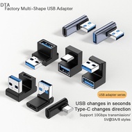 DTA USB-A Mobile Phone Adapter 90 Degree USB C to USB A Adapter Right Angle USB A 3.0 Male to USB Ty