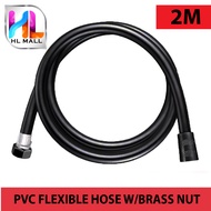 HL MALL Black / Silver PVC Flexible Tube Hose with Brass Nut Handheld Shower Hose Replacement (1.2M 