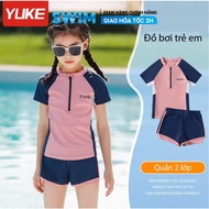 YLIKE Girls Swimsuit Stretchshort sleeve Synthetic Fiber Girls Swimming Costume