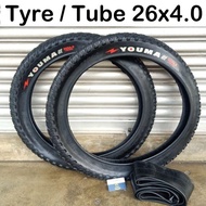 Fat Bike 26*4.0 Bicycle Tyre And Tube Snow Land Sand Land Tayar Dan Tuib Basikal Besar Saiz 26X4.0 2