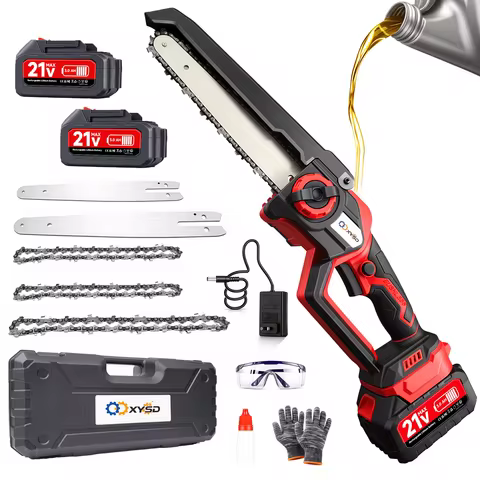 Chainsaw XYSD 8" & 6" Mini Cordless, Portable Handheld Electric Chainsaw with 2x3.0Ah Batteries, for