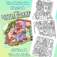 Set of 40 Lit.tle C0rner coloring pages for adults and children - 160gsm A5/Square paper
