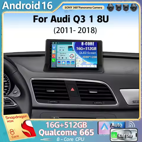 Android 16 For Audi Q3 1 8U 2011 - 2018 2K QLED Android Car Radio Multimedia Video Player GPS Stereo