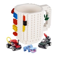 Versatile Build-on Brick Mug,Fun Coffee Mugs Compatible with Lego DIY Building Kit with 3 Pack of Bl