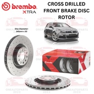 GENUINE BREMBO XTRA FRONT CROSS DRILLED BRAKE DISC ROTOR VW GOLF mk6 2.0 GTi 2.0 R 345mm
