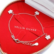 925 Silver Bracelet with White Gold Plating - Authentic 925 Silver butterfly Bracelet