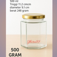 500ML Haxegonal Glass Bottle 500ml Gold Cap hexagonal Glass Bottle/