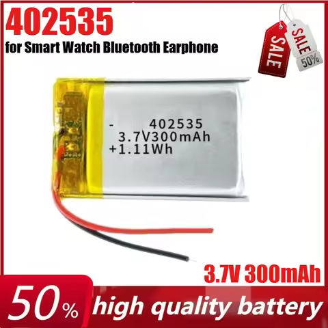 3.7V 300mAh 402535 Rechargeable Lithium Lipo Polymer Battery for Smart Watch Bluetooth Earphone Spra