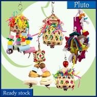 NEW Parrot Bird Hanging Chewing Toys Natural Bamboo Cage Shred Foraging Toy With Bells Bird Cage Accessories