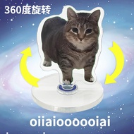Cute Emoji Keychain Cartoon Cat Meme Acrylic Rotating Stand Creative Kitty Grating Card