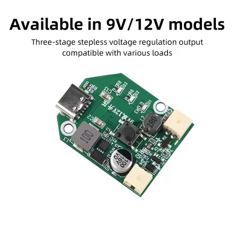Type-C 5V 2A Fast Charging Fan Control Board 9V/12V 3-Speed PWM Boost Driver Module for Brushless Fa