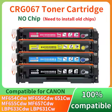 No Chip CRG-067 Toner Cartridge Compatible For Canon MF650C MF651Cw MF653cdw MF654Cdw MF655Cdw 656Cd
