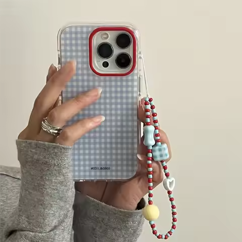 Korean INS Blue Checkered Grid Pattern Phone Case For Xiaomi Redmi Note K60 13 12 12C 11 10C 13C K50