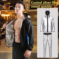 Baju Sauna Slimming Fitness Weight Loss Sauna Suit Sweat Suit For Men Fast Sweating Track Suit Sauna Jacket Running Exercise Gym Anti-Rip Suit Burning Fat Plus Size