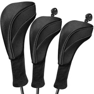3 PCS Head Covers for Golf Clubs Waterproof Long Neck Mesh Sports Fan Driver Fairway Hybrid Wood Clu