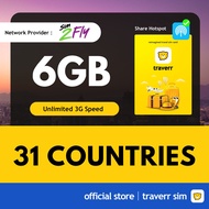 【Sim2Fly Asia Sim Card】【31 Countries】【Cross Country】【✅ Hotspot】【6GB】【South East Asia】