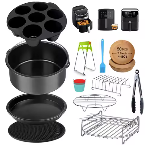 Air Fryer Accessory Set - 12 Pieces Compatible With 4, 4.2, 5, 5.5, 5.8 QT Gowise, Cosori, Phis, Nin