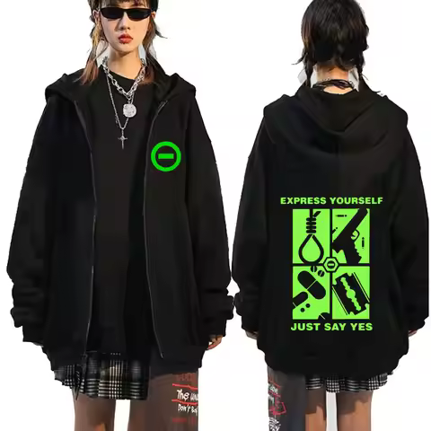 Type O Negative Express Yourself Just Say Yes Zip Up Hoodies Gothic Metal Rock Band Zipper Sweatshir