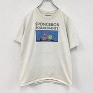 古著 Nickeldeon 短袖人物印花 T 卹，海綿寶寶，白色，M 碼